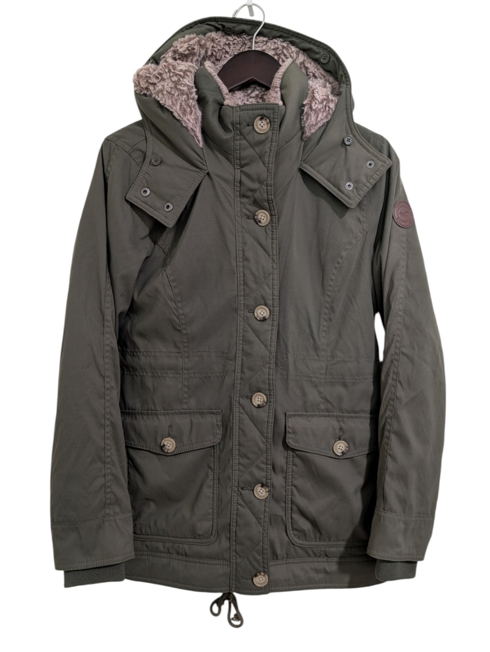 Hollister All-Weather Sherpa Lined Parka Jacket Olive Green Women's Small
